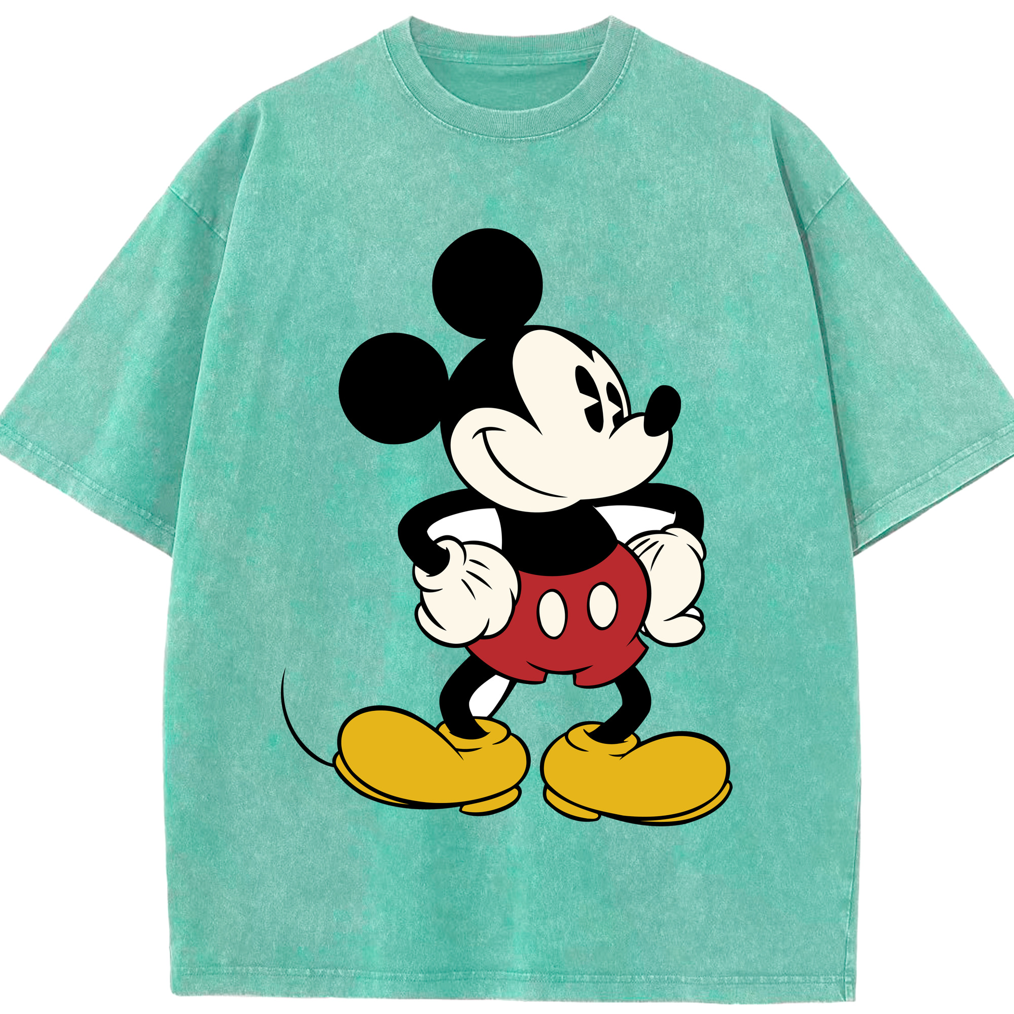 （画像用） ミッキーマウス Mickey Mouse 綿100% ヴィンテージ風 半袖Tシャツ（フロントプリント）